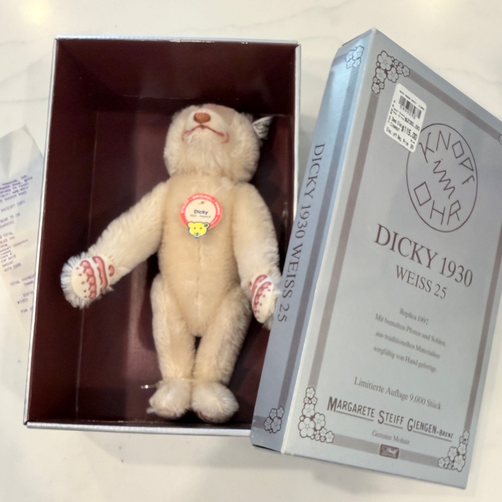 STEIFF Dicky 1930 WEISS 26 Vintage 0172/32 W/Original Tags Limited Edition